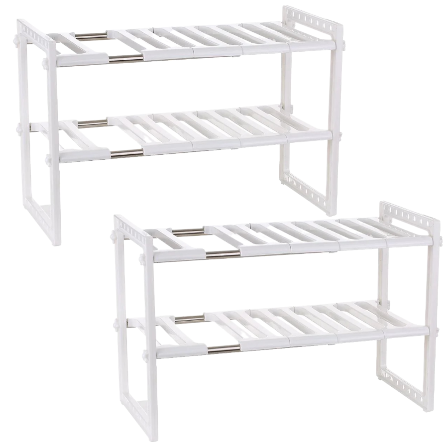 Pachet 1+1 Etajera Ajustabila Sub Chiuveta - Organizator Spatiu 2 Rafturi Bucatarie si Baie	