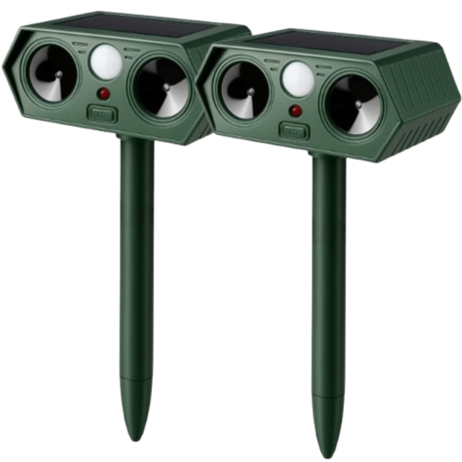 Pachet 1+1 Aparat Solar Ultrasunete Impotriva Daunatorilor - Repelent Ecologic cu Senzor de Miscare PIR	