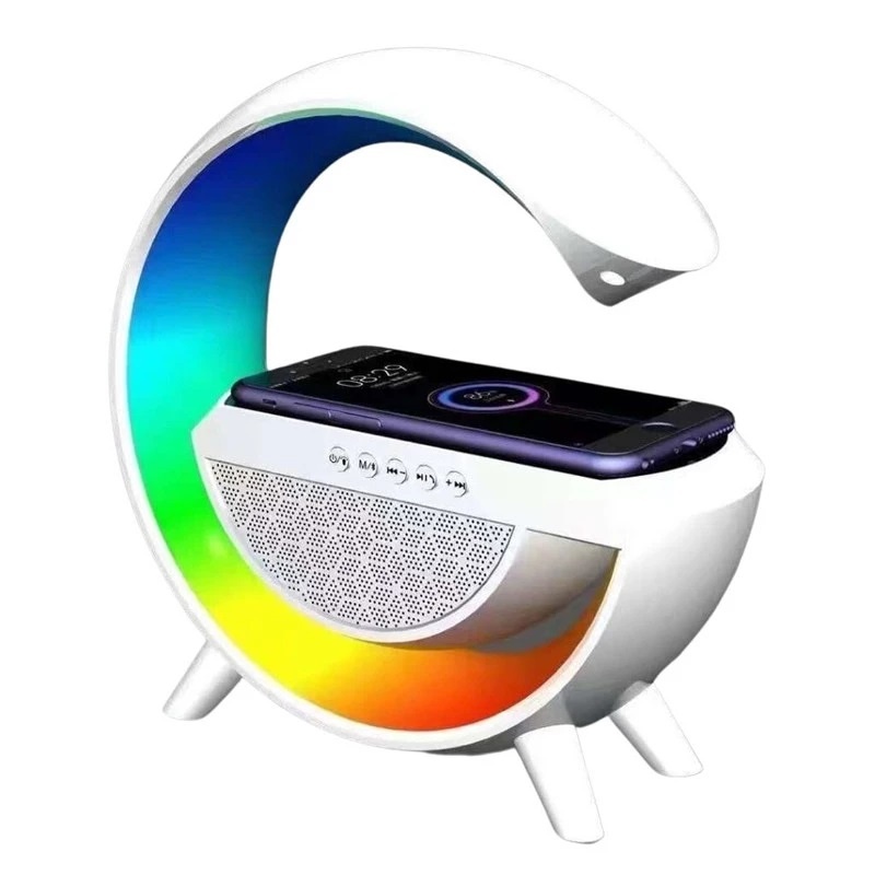 Boxa bluetooth multifunctionala 3 in 1, lampa led RGB smart, incarcator wireless, lumini RGB
